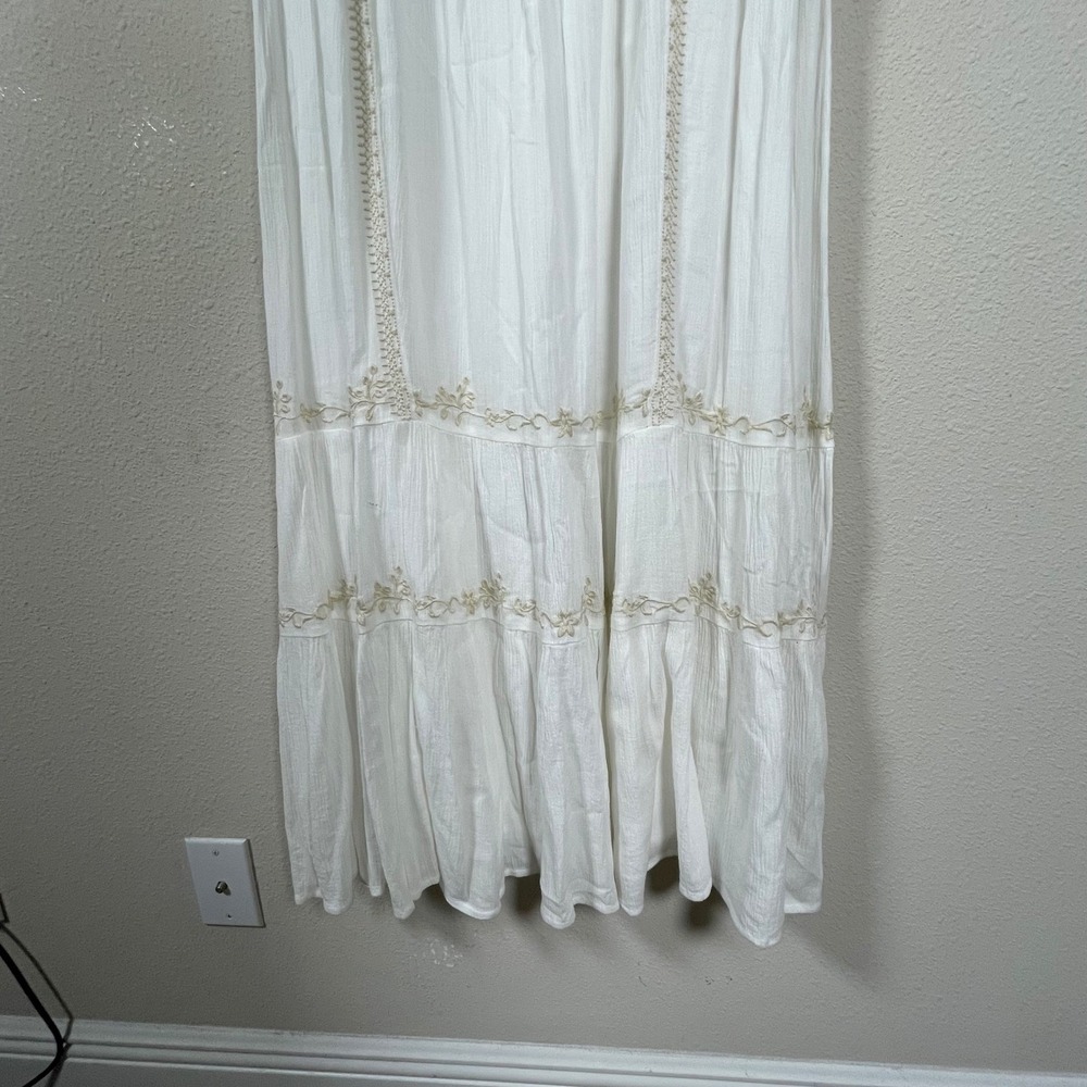 J. Jill Embroidered Maxi Dress Womens M Whitebarly Sleeveless Tiered Boho NWT - Picture 3 of 10